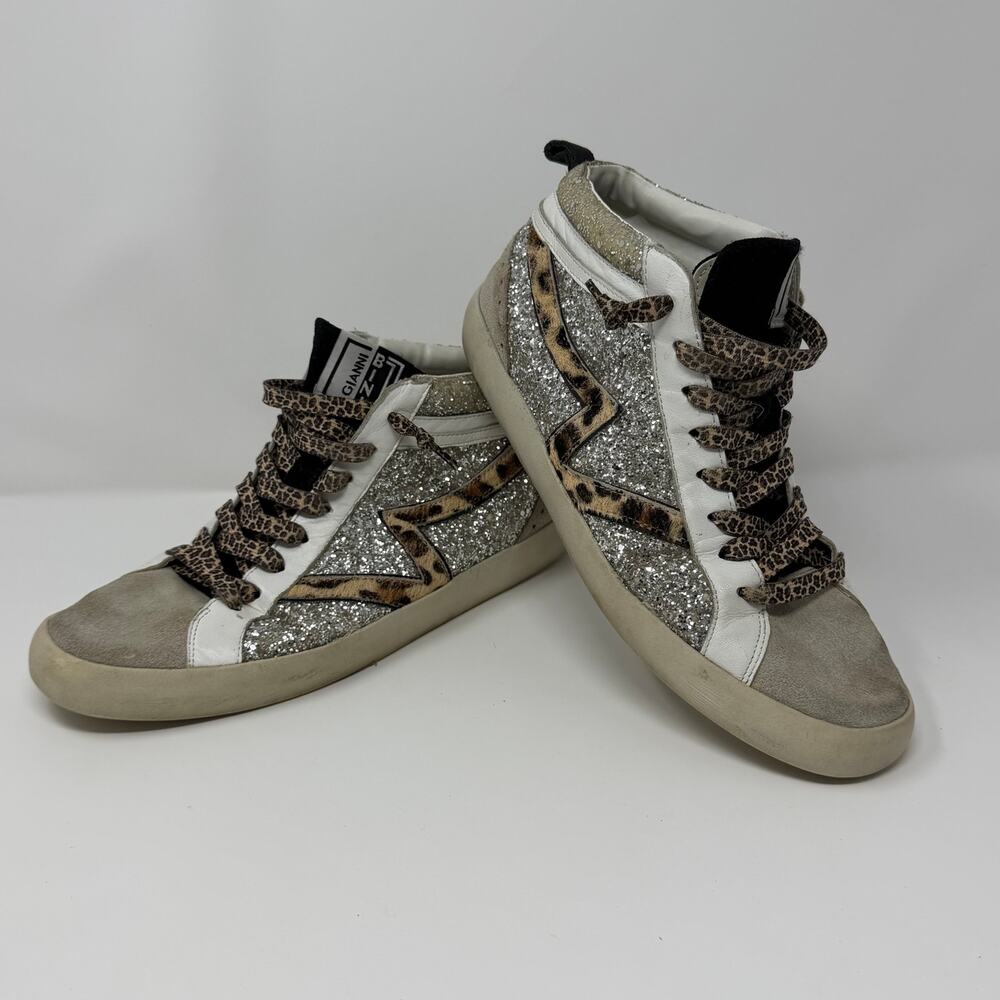 Gianni Bini Glitter Leopard High Top Sneakers 8.5